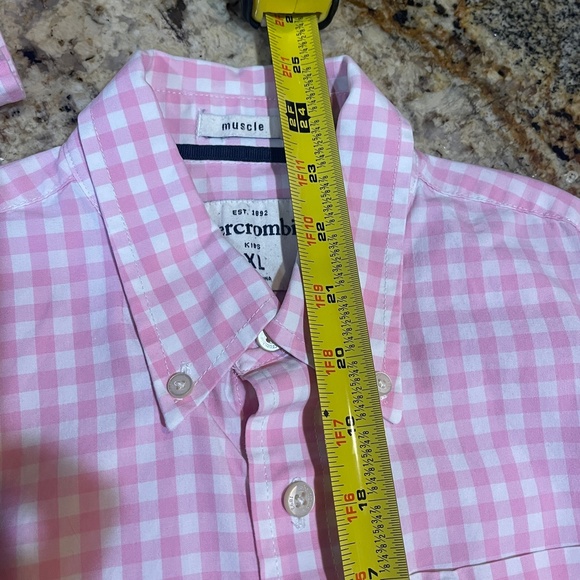 Abercrombie Kids Boy's Dress Muscle Shirt Pink White Gingham Size XL Easter - Picture 9 of 10